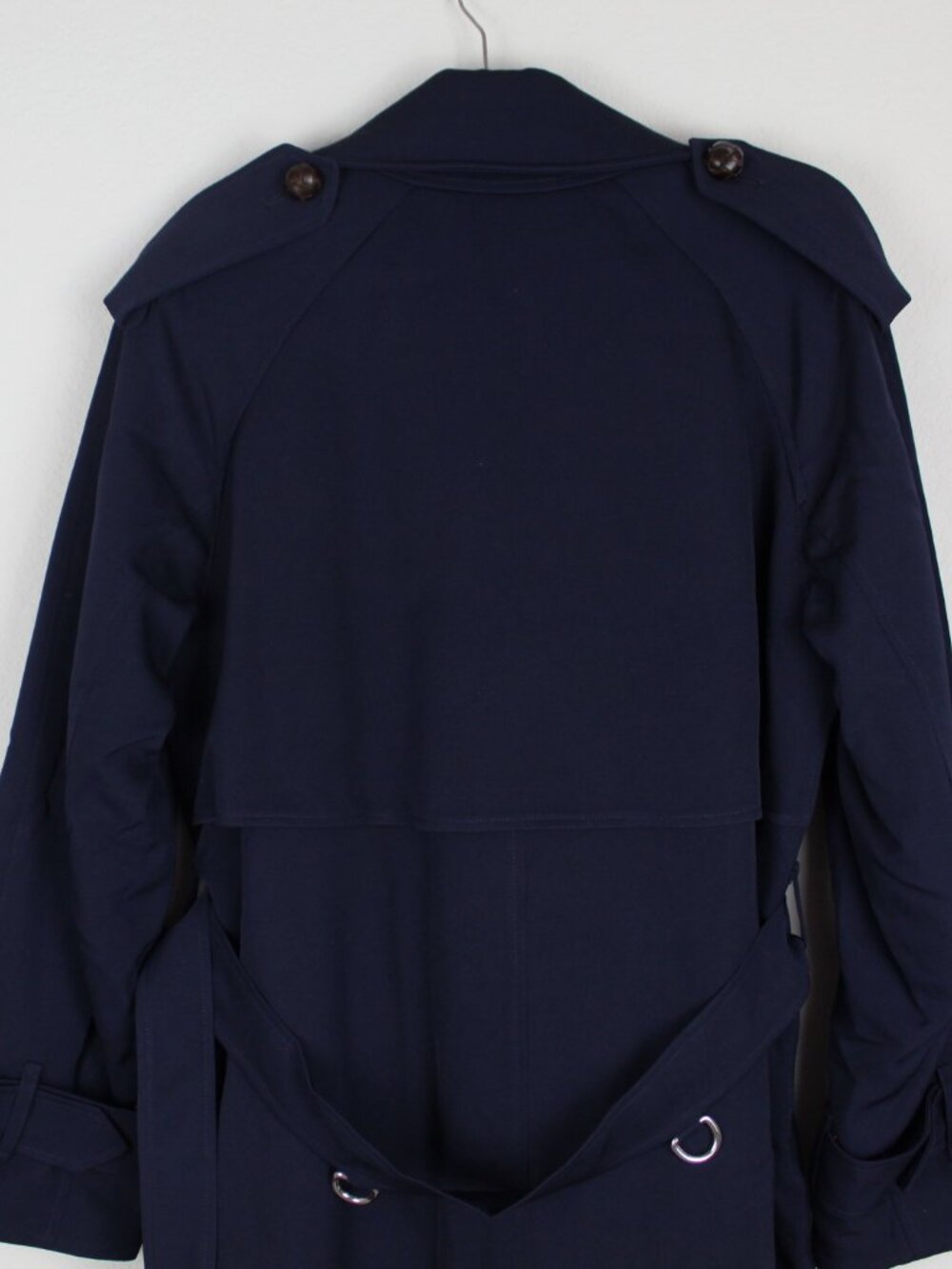 NWT Burberry Oversize Wool Wide Lapel Belted Trench Coat, Blue, US12/UK14 - Picture 9 of 16